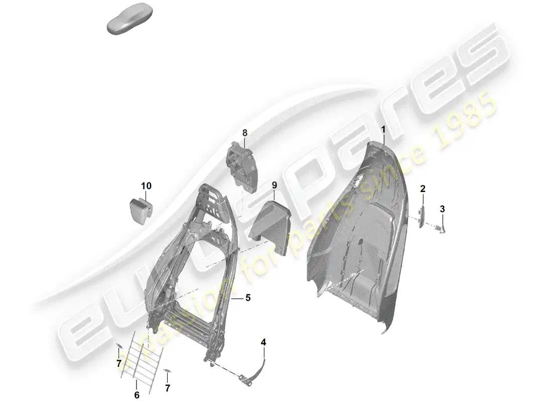 porsche 2020 (718 boxster spyder) backrest shell parts diagram