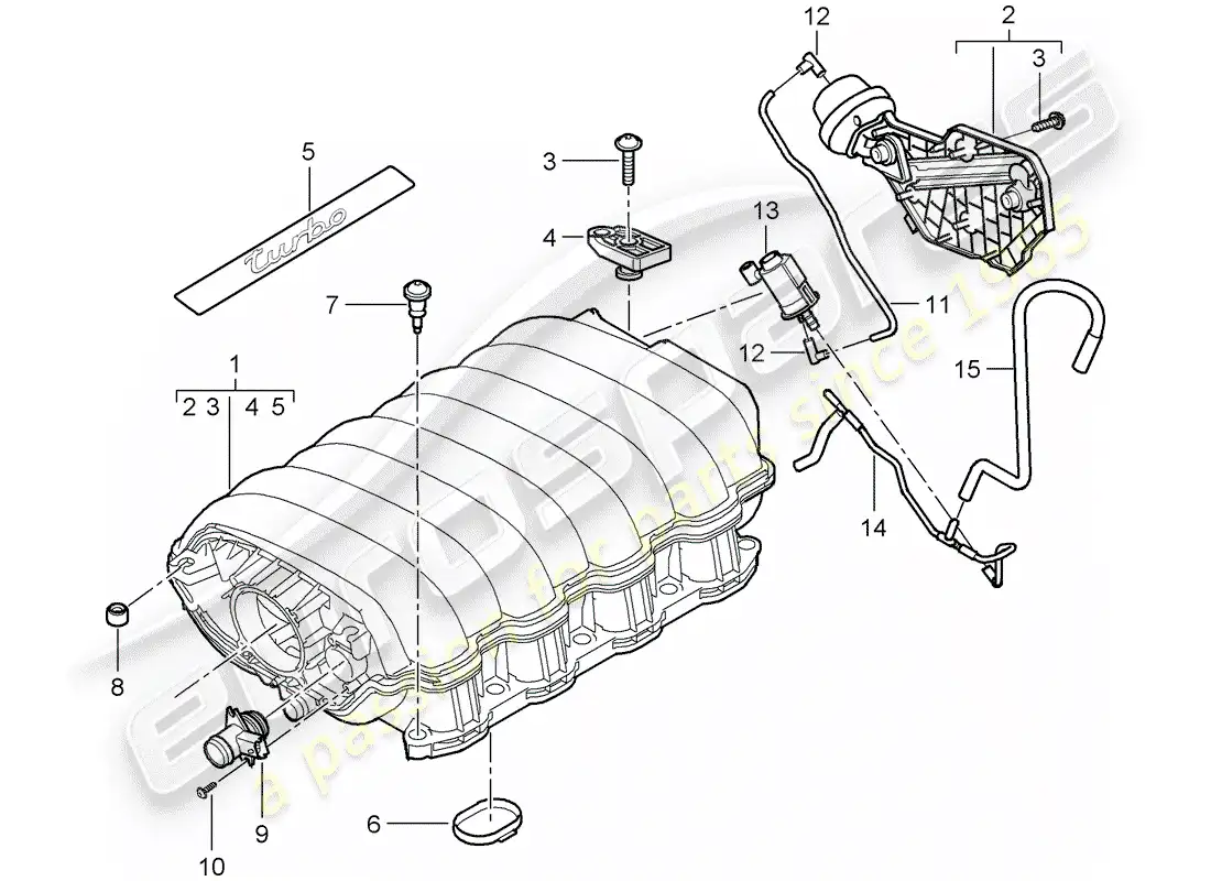 porsche 2009 (cayenne e1 9pa) intake air distributor part diagram