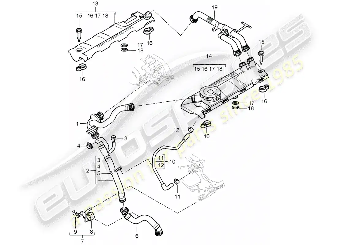 porsche 2009 (cayenne e1 9pa) crankcase part diagram