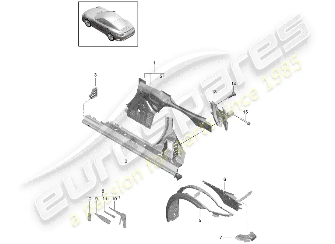 porsche 2017 (991-2 turbo) side panel part diagram
