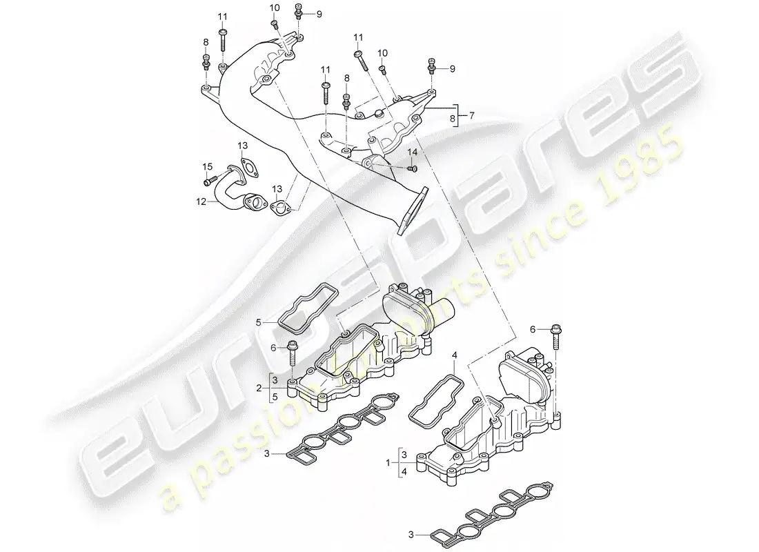 porsche 2008 (cayenne e1 9pa) intake manifold parts diagram