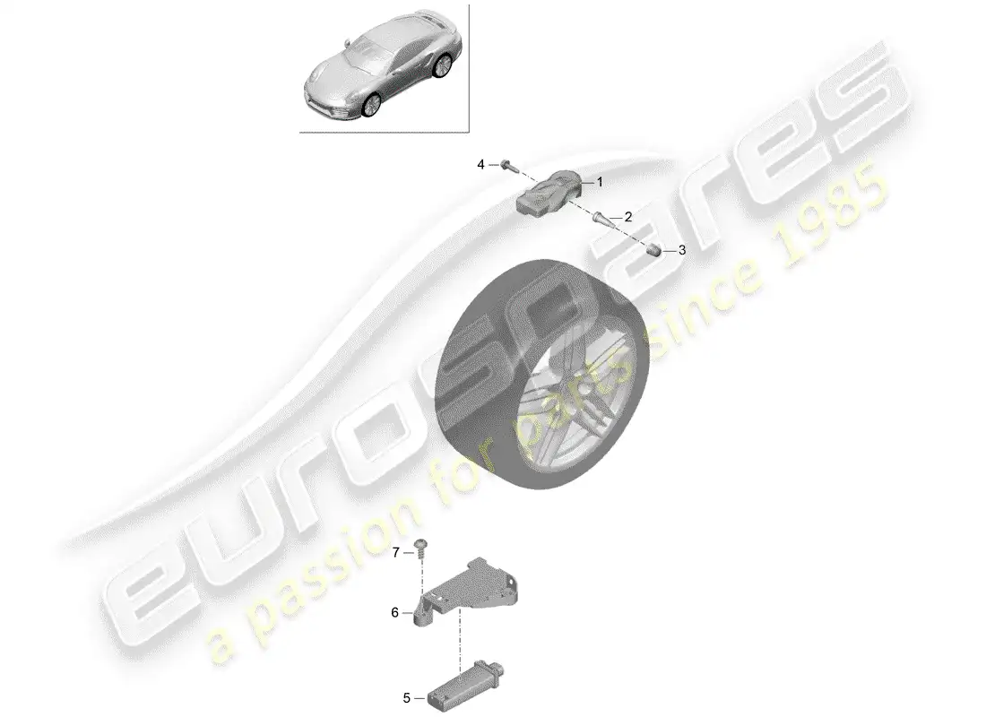 porsche 2017 (991-2 turbo) tire pressure control system parts diagram