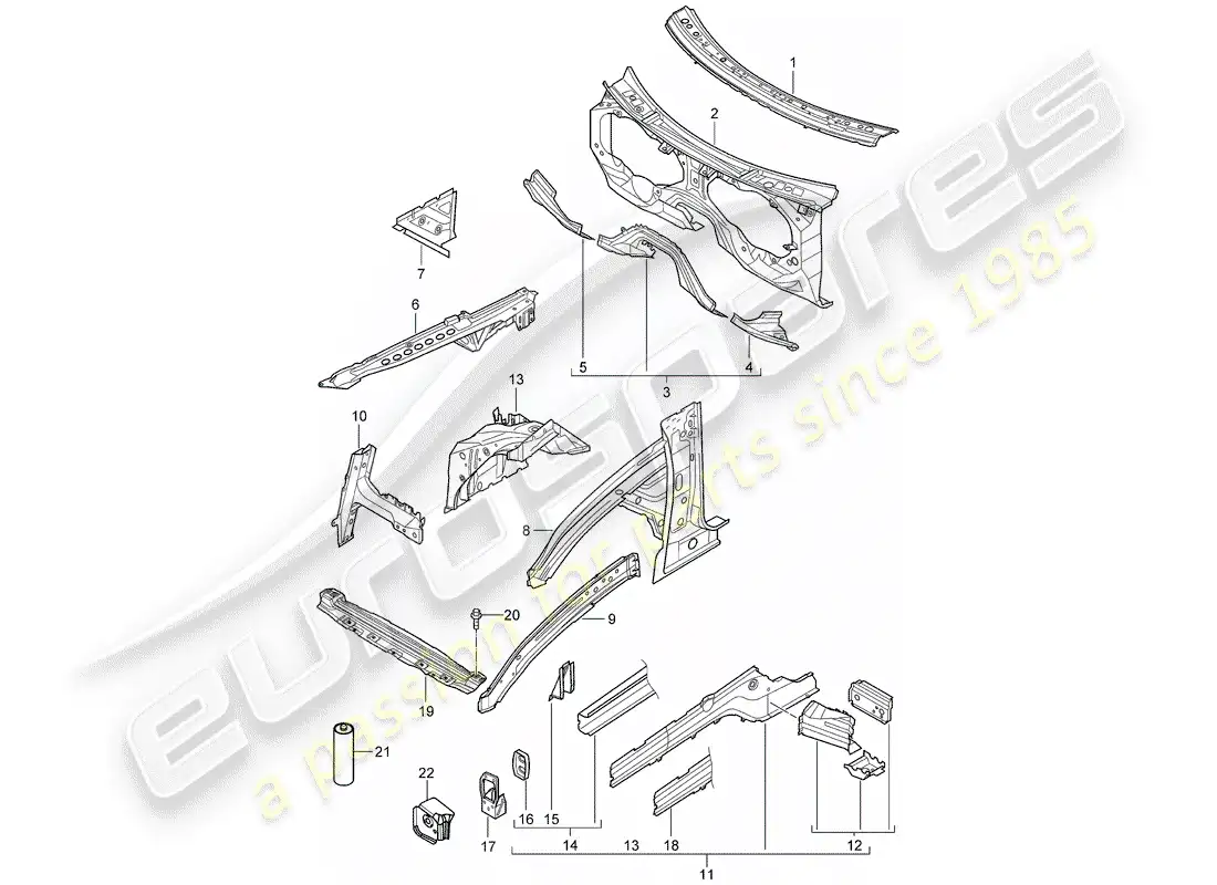 porsche 2009 (cayenne e1 9pa) front end part diagram