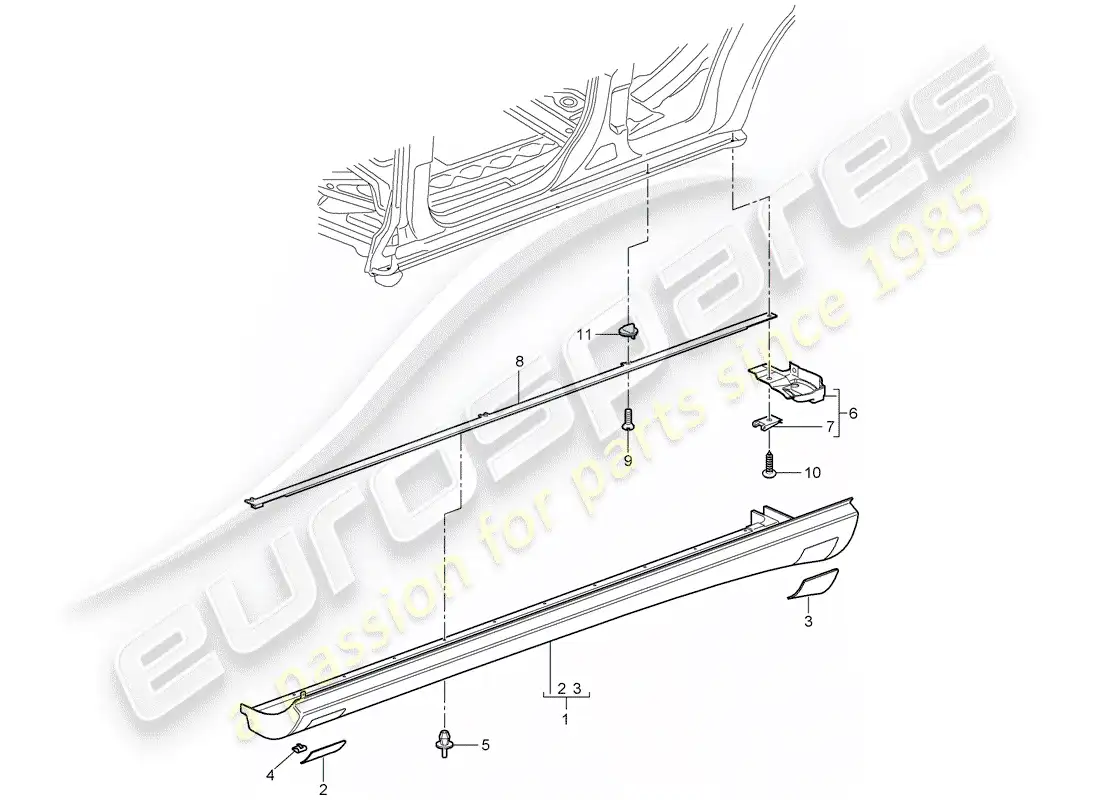 porsche 2009 (cayenne e1 9pa) trims part diagram
