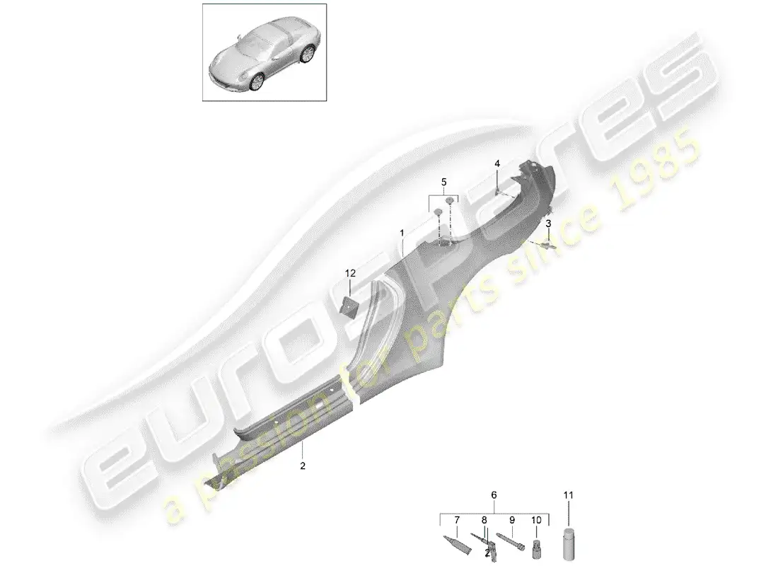 porsche 2017 (991-2) side panel parts diagram