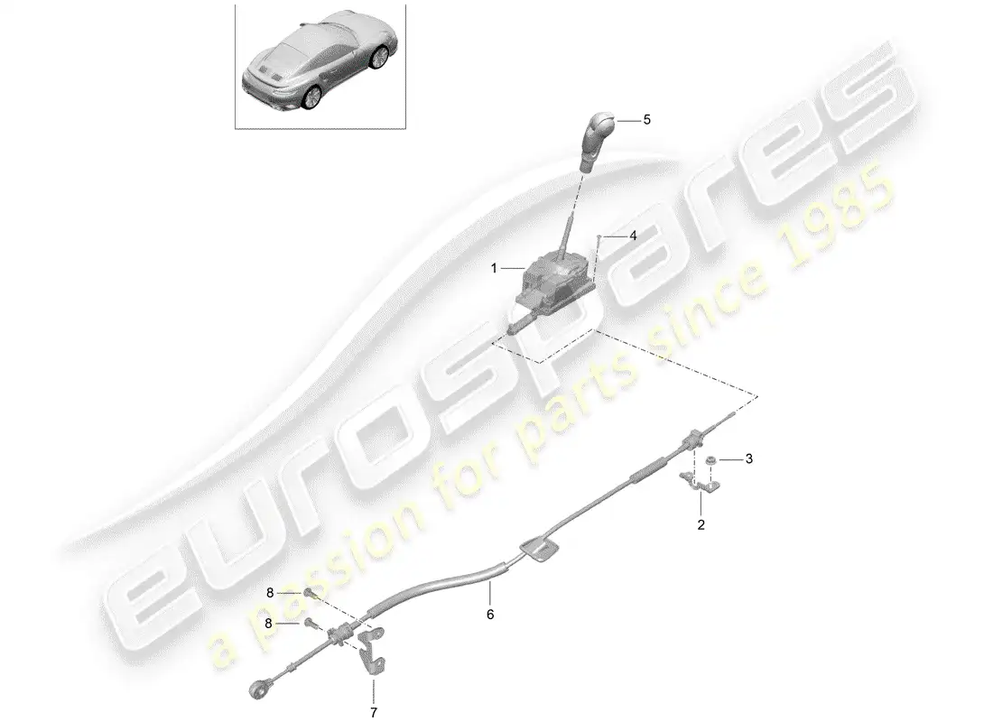 porsche 2016 (991-1 turbo) selector lever parts diagram