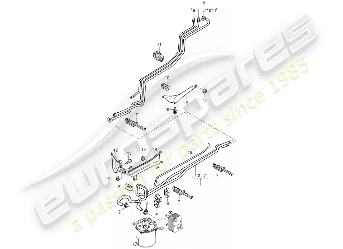 porsche 2007 (cayenne e1 9pa) fuel system parts diagram