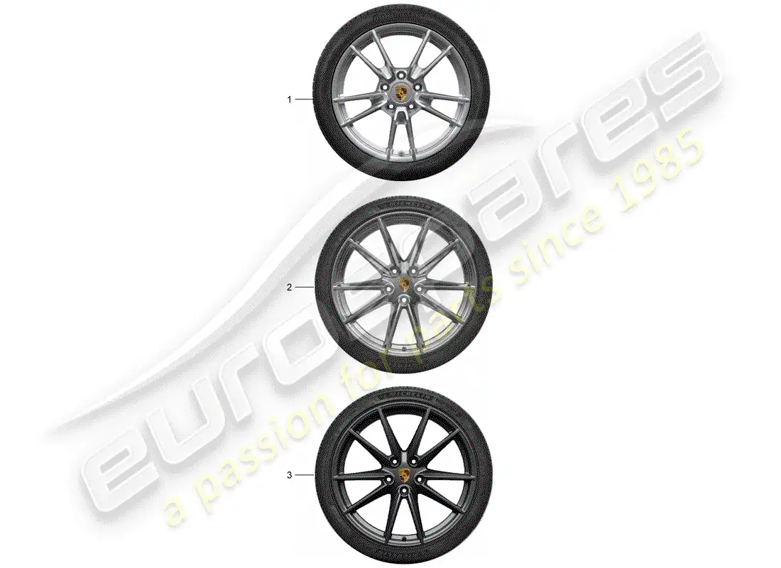 porsche 2013 (tequipment 98x/99x) 1 set aluminium rims with parts diagram