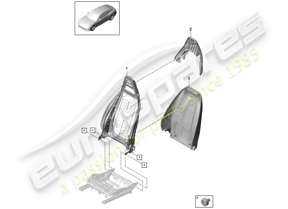 porsche 2020 (panamera 971-1) frame - backrest parts diagram