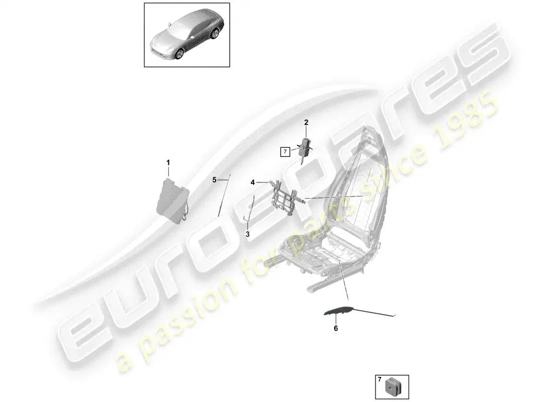porsche 2019 (panamera 971-1) lumbar parts diagram