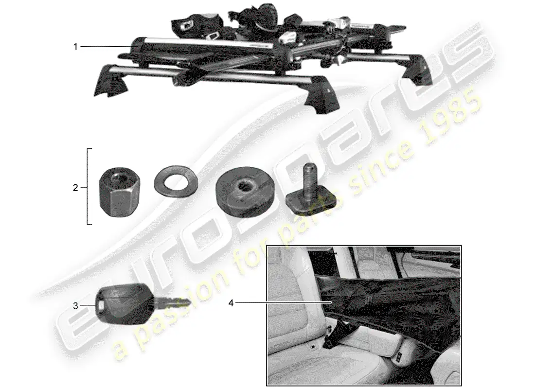 porsche 2016 (tequipment macan) ski holder parts diagram