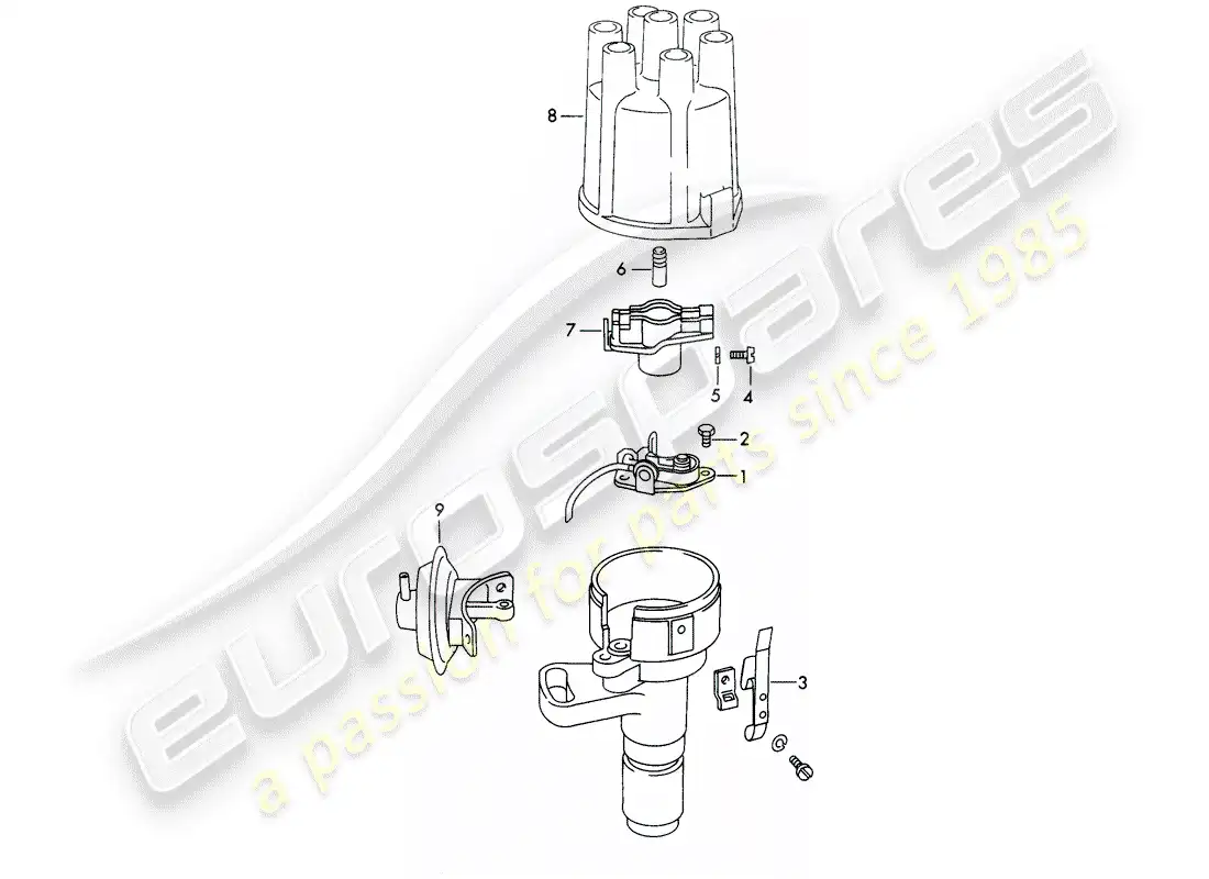 porsche 1970 (911) distributor - - marelli - - d - mj 1972>> parts diagram