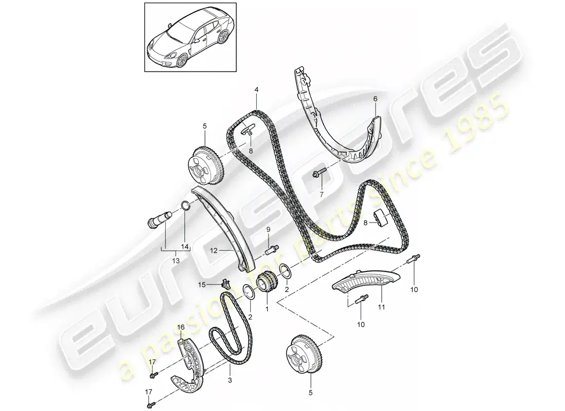 porsche 2013 (panamera 970) timing chain parts diagram