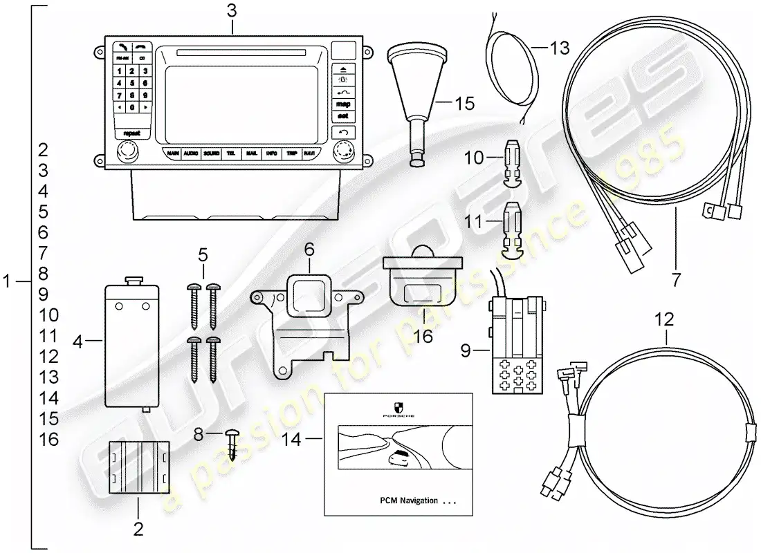 porsche 2008 (tequipment cayenne) navigation system parts diagram