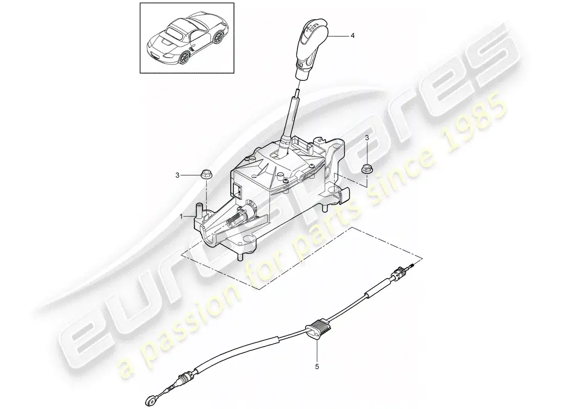 porsche 2011 (987 boxster) selector lever parts diagram