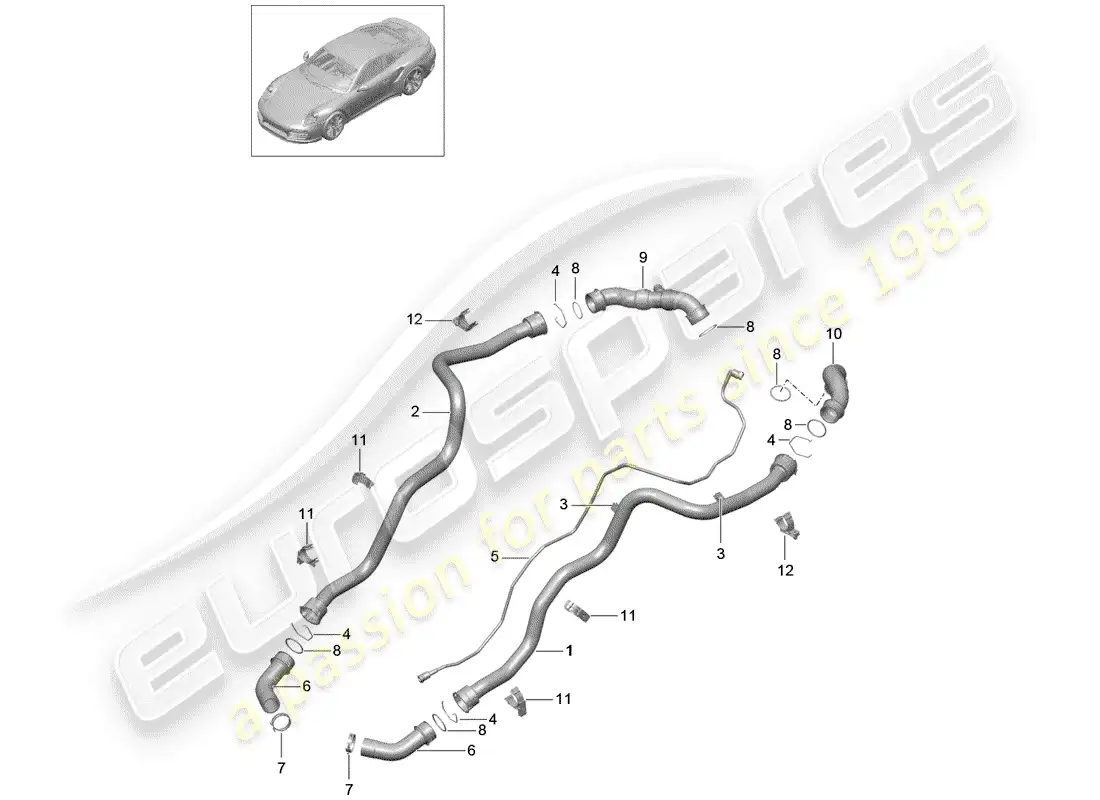 porsche 2017 (991-2 turbo) water cooling part diagram