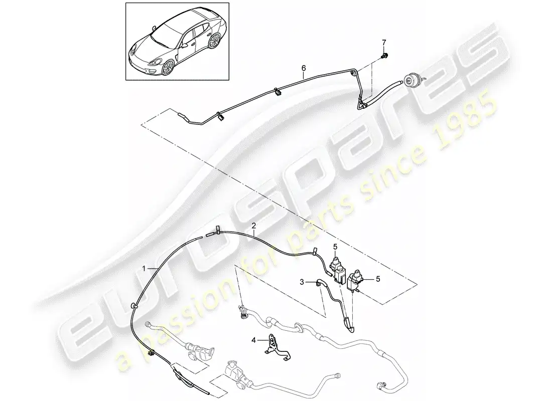 porsche 2016 (panamera 970) pressure pipe parts diagram