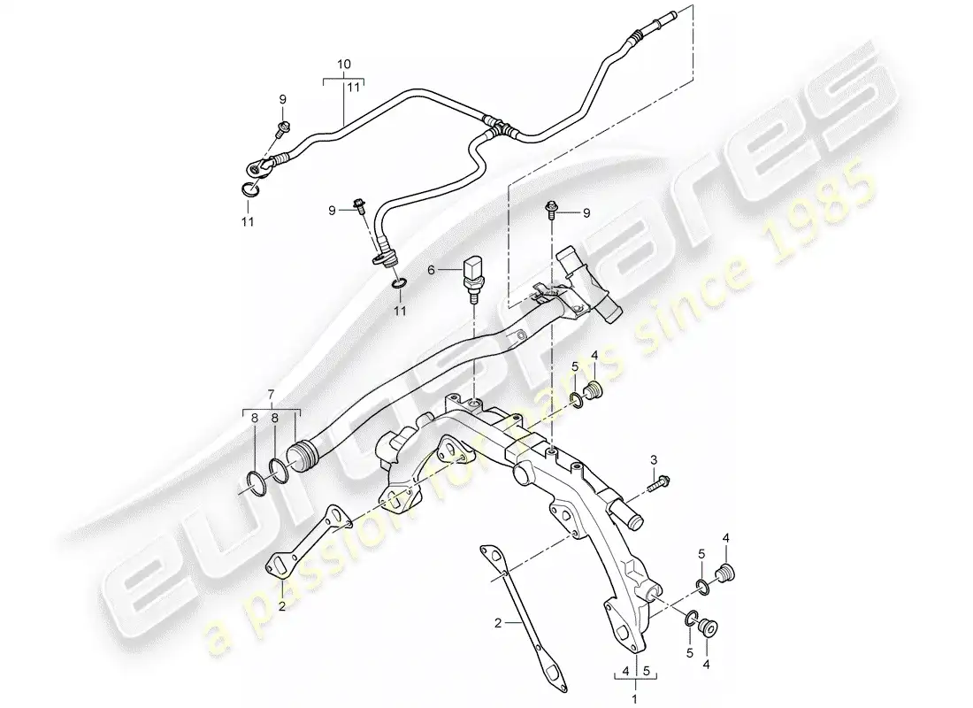 porsche 2008 (cayenne e1 9pa) water cooling 1 parts diagram
