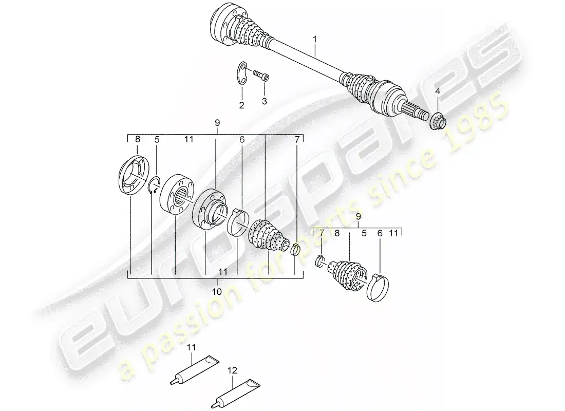 porsche 2008 (cayenne e1 9pa) drive shaft parts diagram