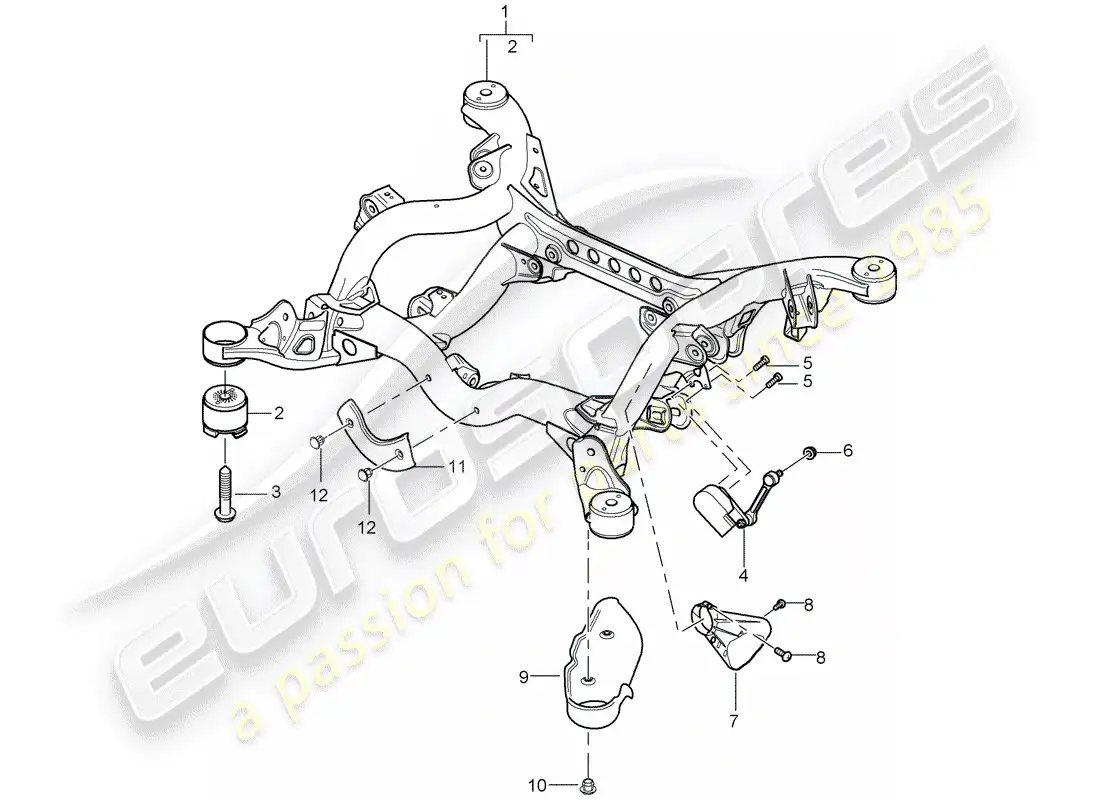 porsche 2008 (cayenne e1 9pa) rear axle parts diagram