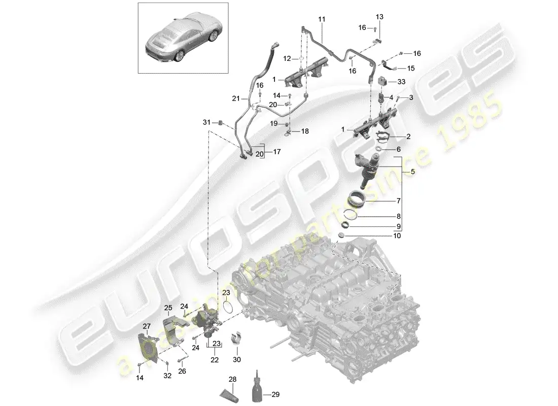 porsche 2016 (991-1 turbo) fuel collection pipe parts diagram