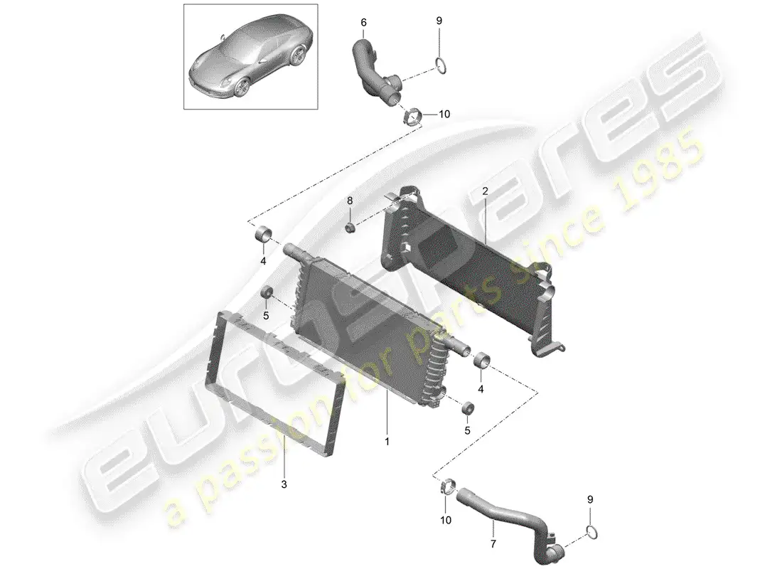 porsche 2013 (991-1) radiator parts diagram