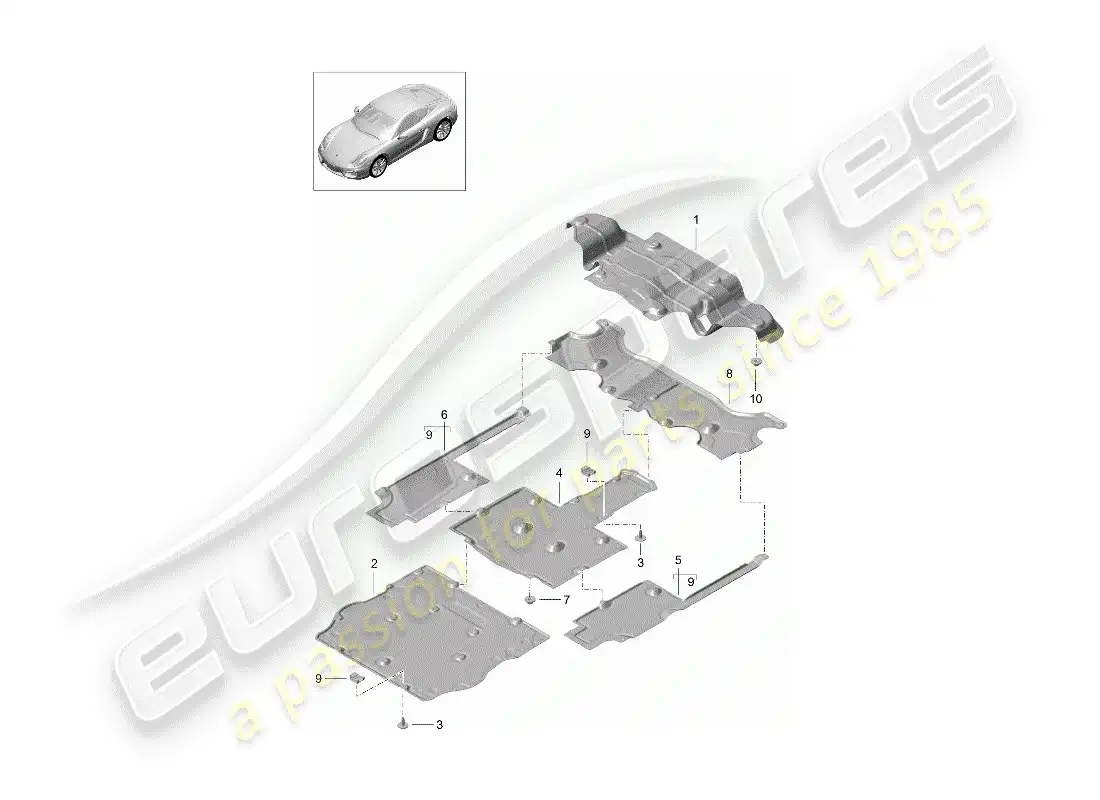 porsche 2014 (981 cayman) lining parts diagram