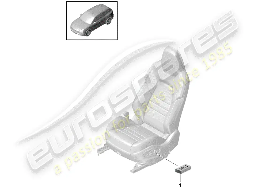 porsche 2020 (cayenne e3 9ya/9yb) repair kit for passenger seat part diagram