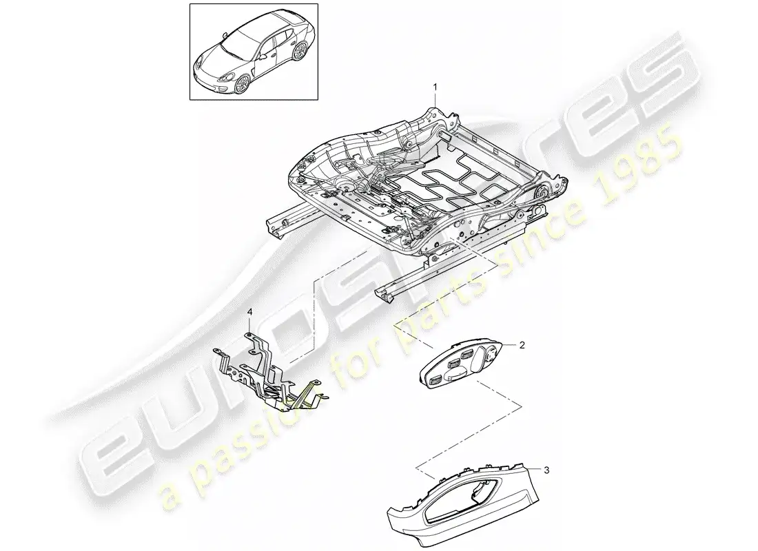 porsche 2012 (panamera 970) seat frame parts diagram