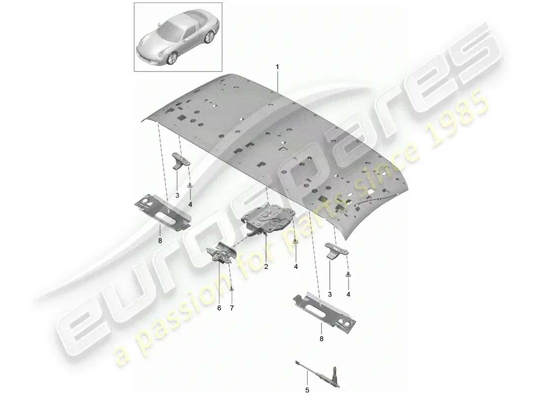 porsche 2014 (991-1) top frame parts diagram