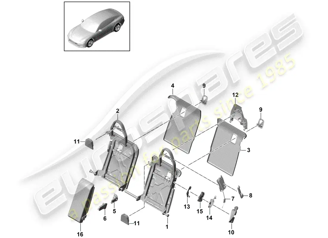 porsche 2020 (panamera 971-1) back seat backrest parts diagram