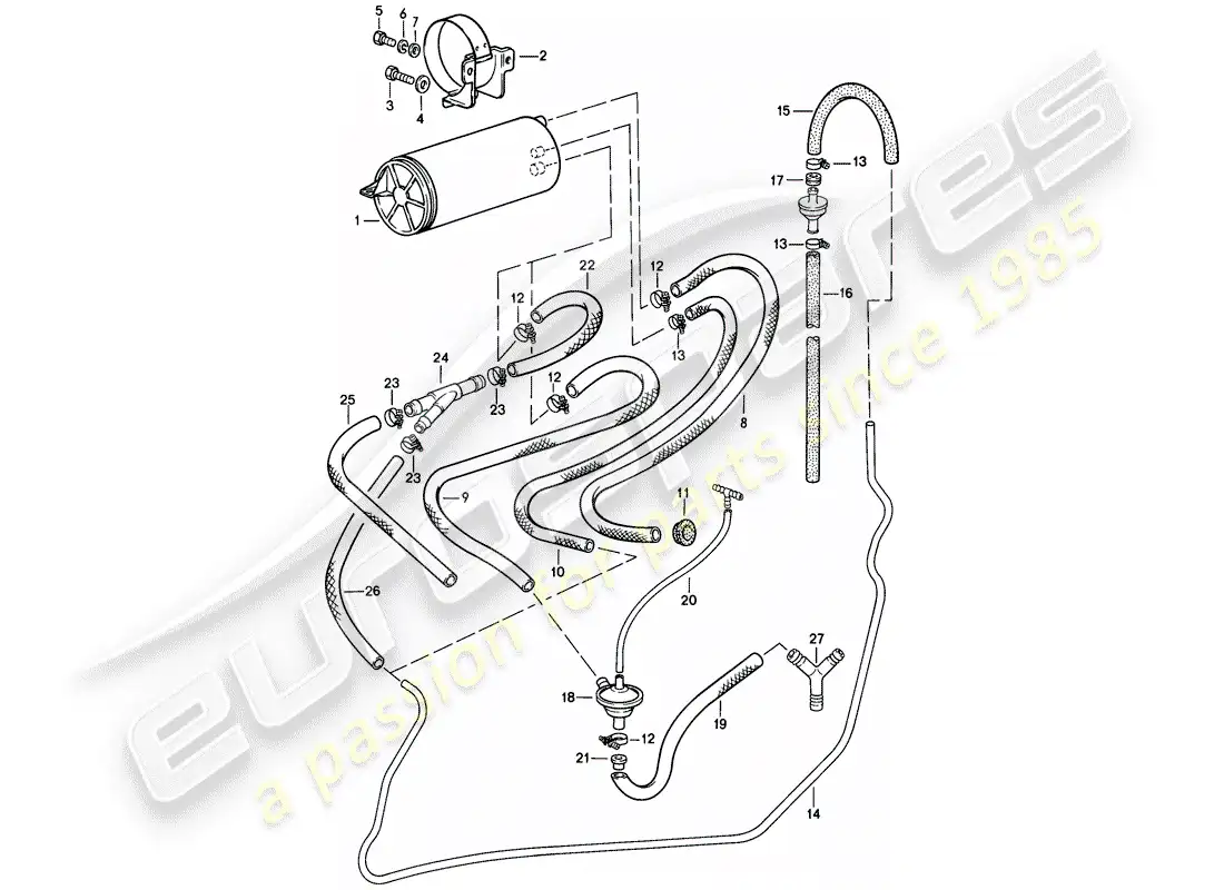 porsche 1981 (928) tank ventilation parts diagram