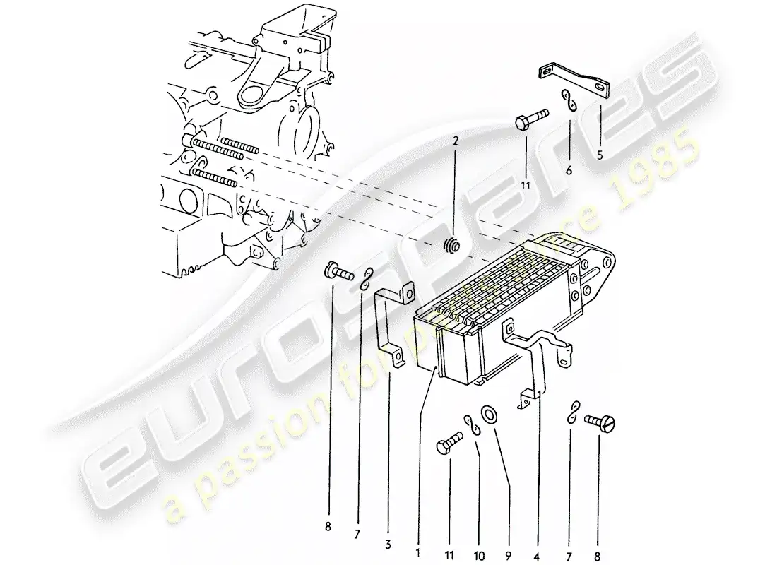 porsche 1973 (914) engine lubrication - oil cooler parts diagram