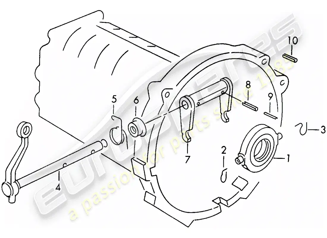 porsche 1954 (356/356a) clutch release - g >> 25 000 parts diagram