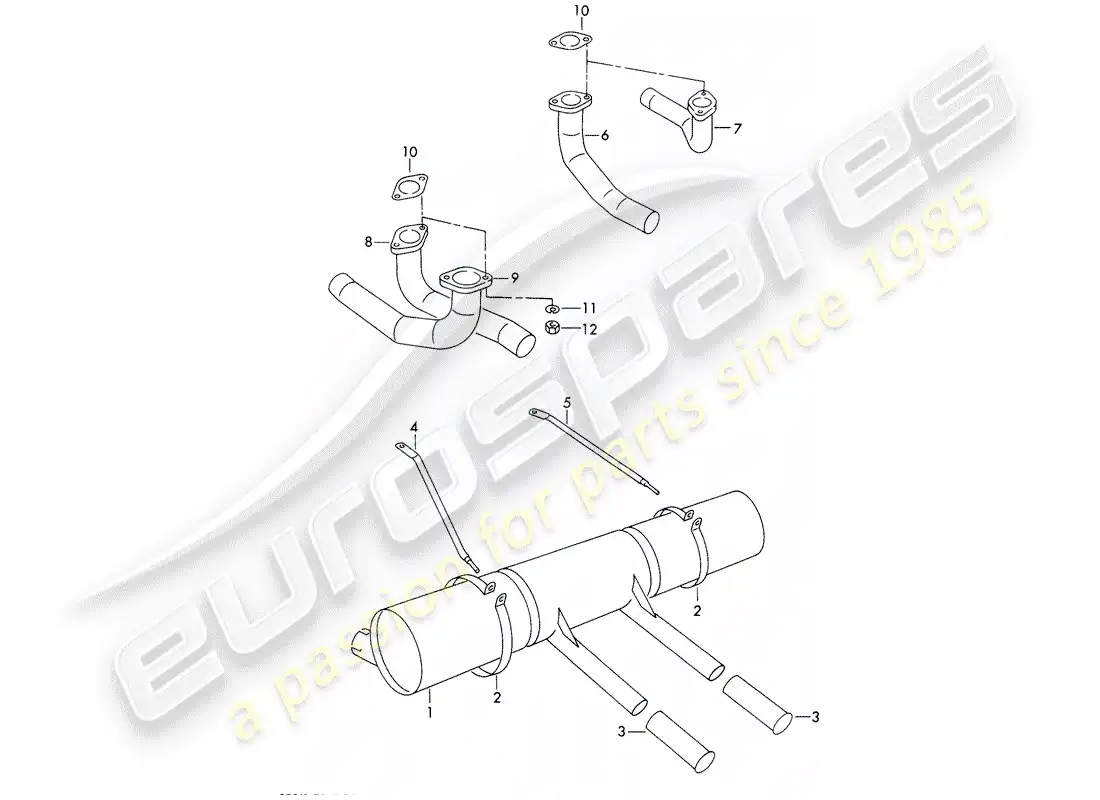 porsche 1955 (356/356a) silencer - and - accessories parts diagram