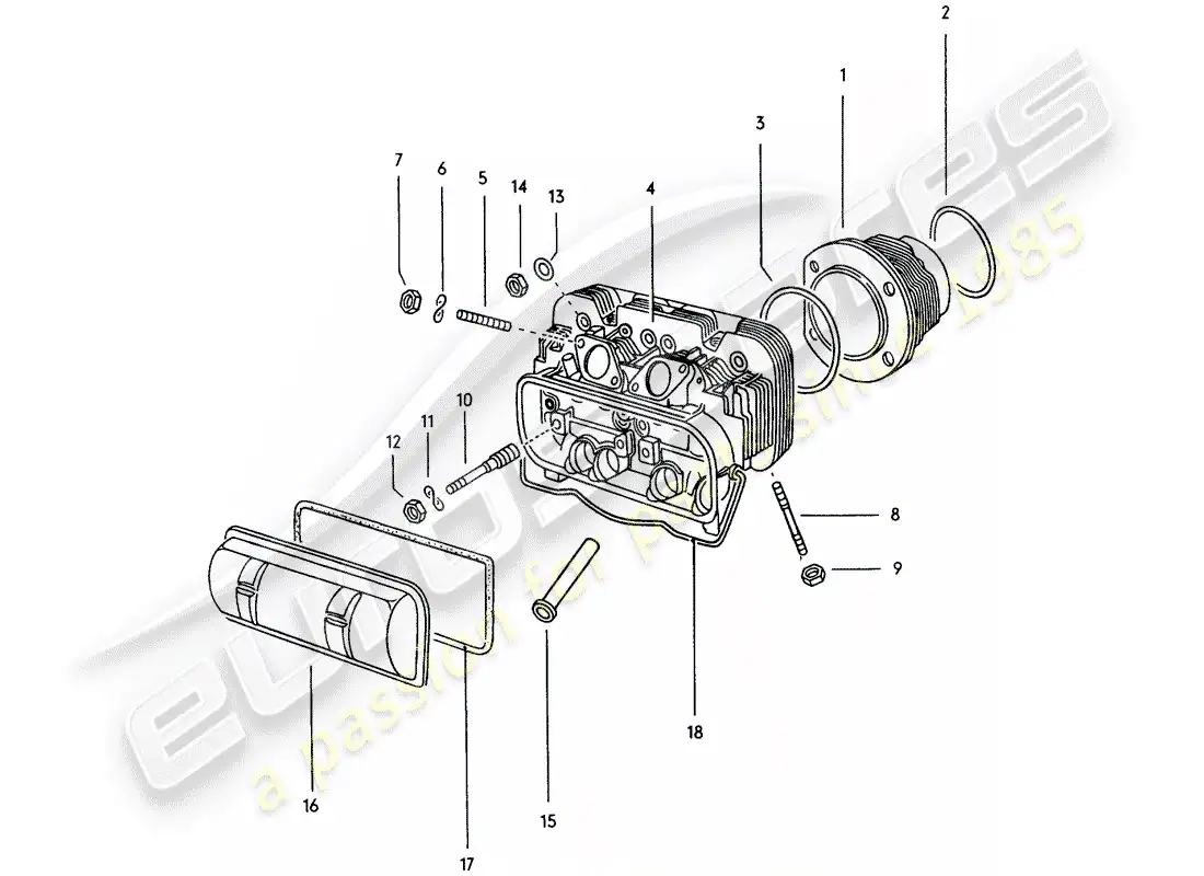 porsche 1973 (914) cylinder head parts diagram