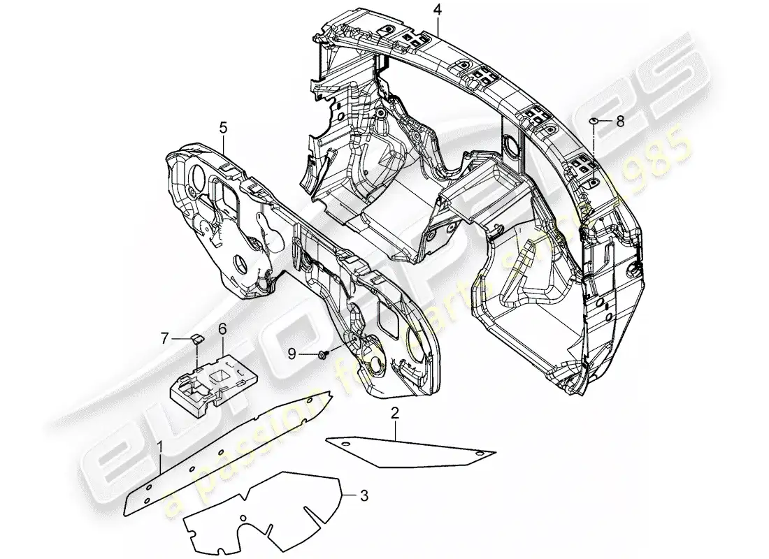 porsche 2009 (cayenne e1 9pa) sound absorber part diagram