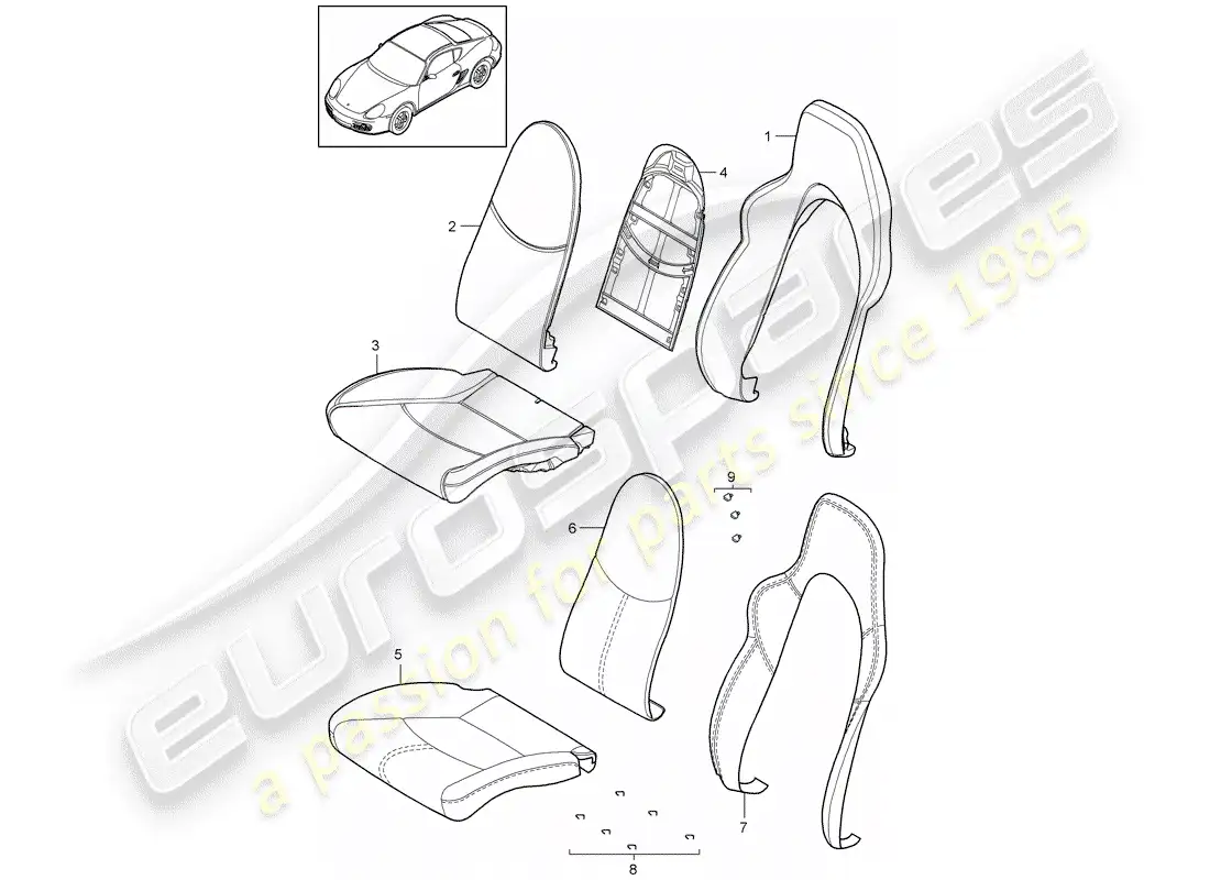 porsche 2009 (987 cayman) foam part parts diagram