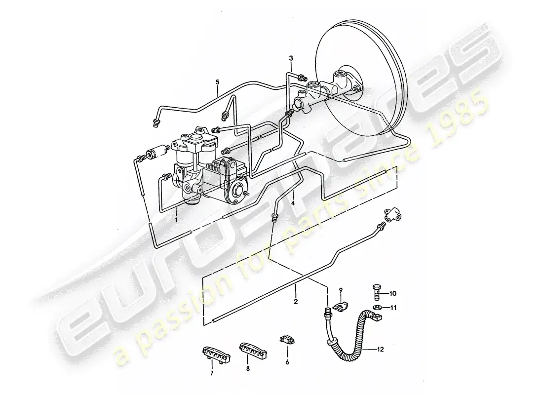 porsche 1995 (928) brake lines parts diagram