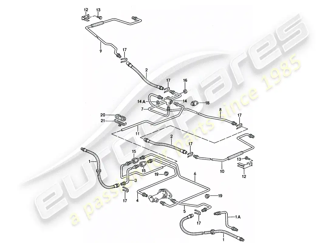 porsche 1989 (944) brake lines parts diagram