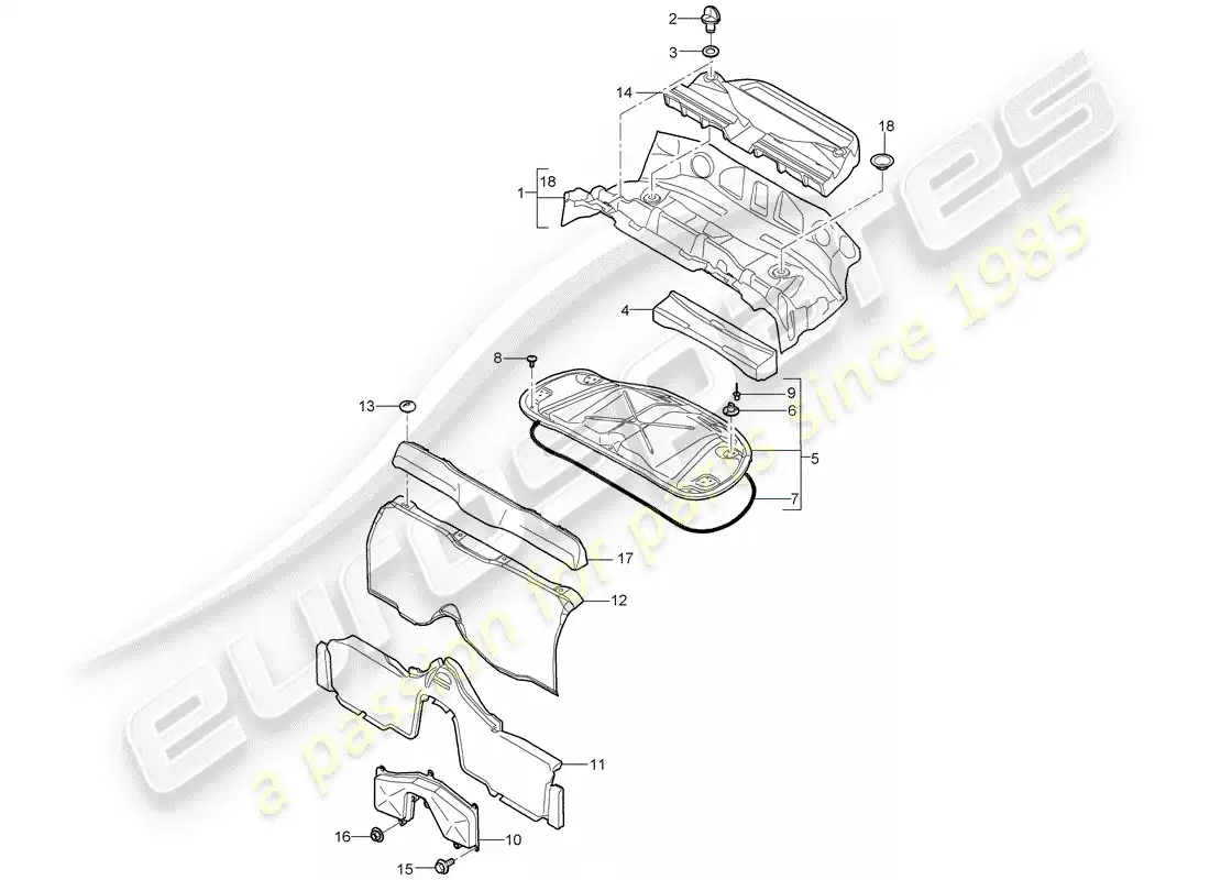 porsche 2009 (987 boxster) trims parts diagram