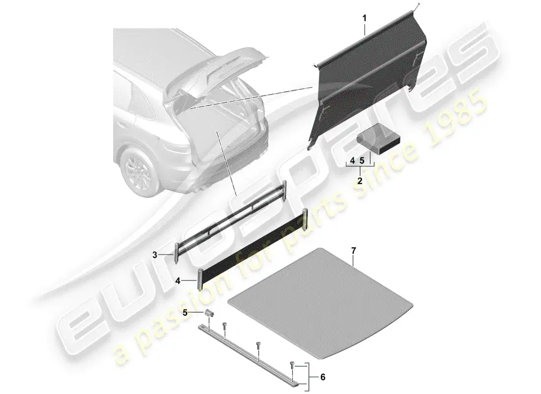 porsche 2019 (cayenne e3 9ya/9yb) boot lining parts diagram