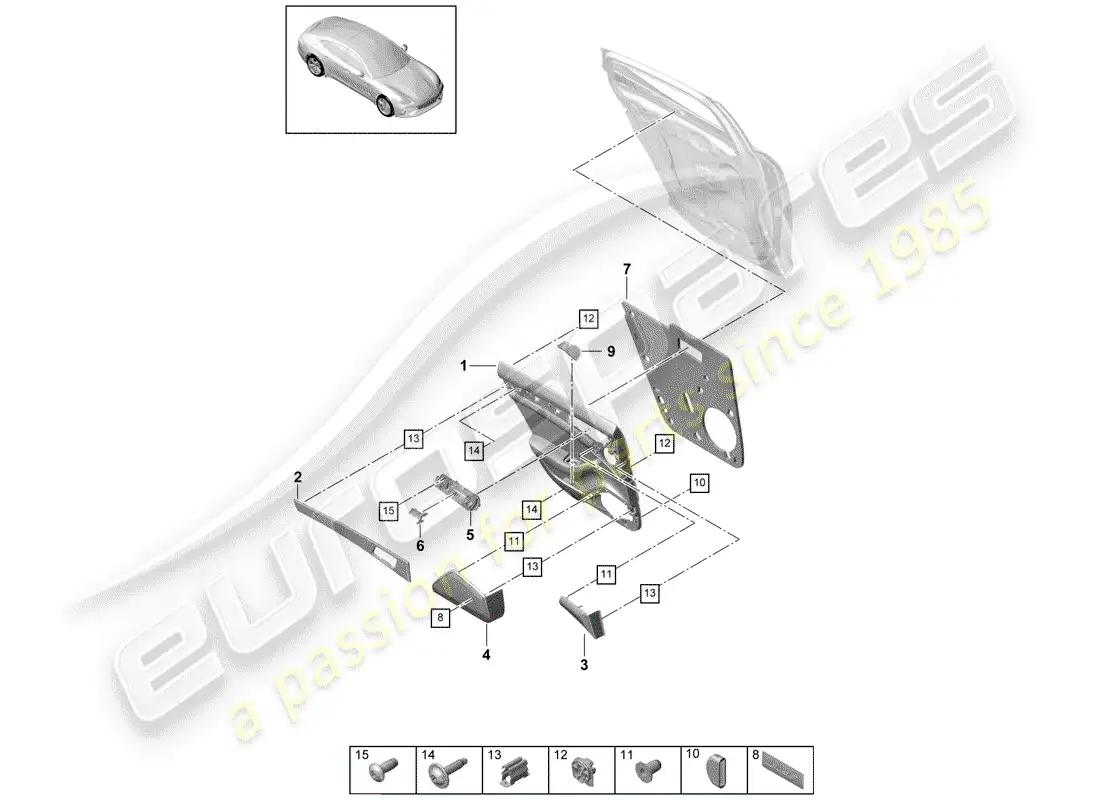porsche 2017 (panamera 971-1) door panel parts diagram