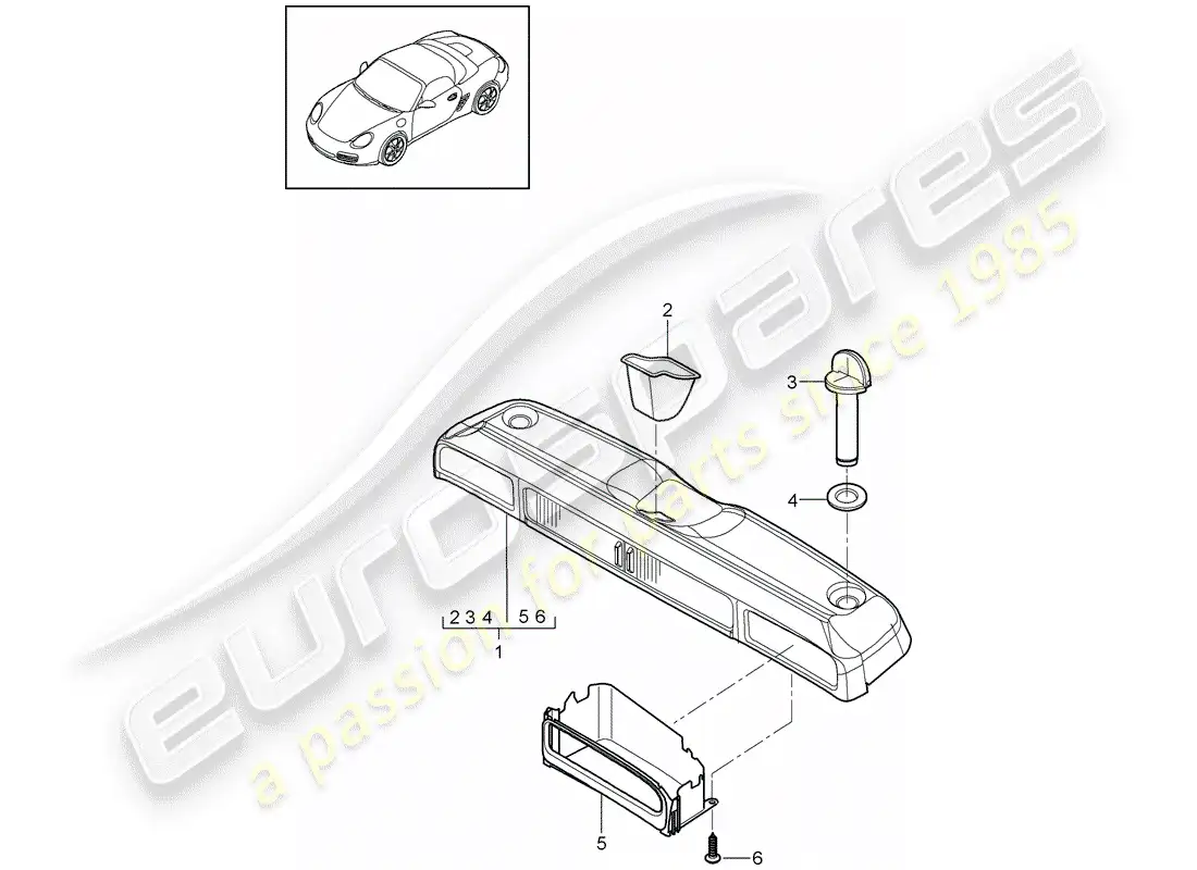 porsche 2009 (987 boxster) stowage box parts diagram