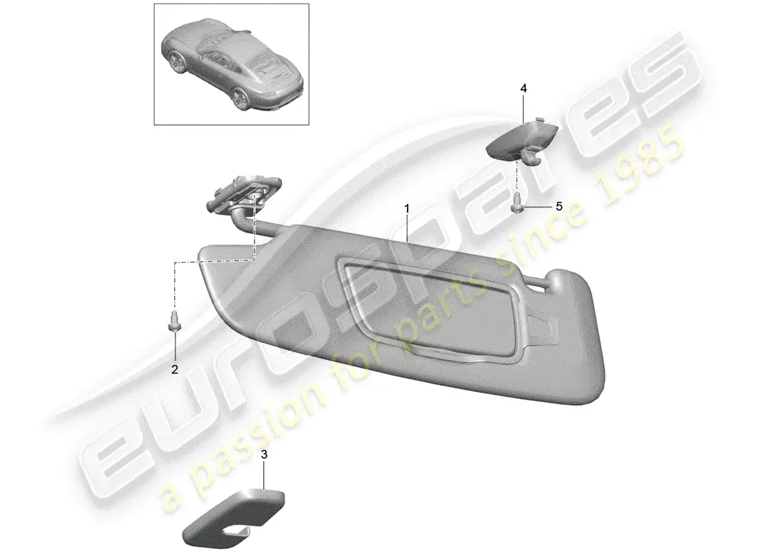 porsche 2016 (991-1) sun vizors parts diagram