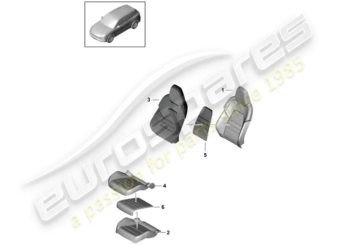 porsche 2018 (cayenne e3 9ya/9yb) foam part parts diagram