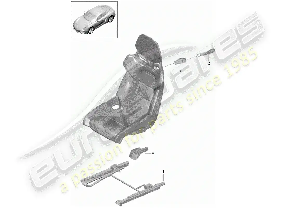 porsche 2014 (981 cayman) seat parts diagram