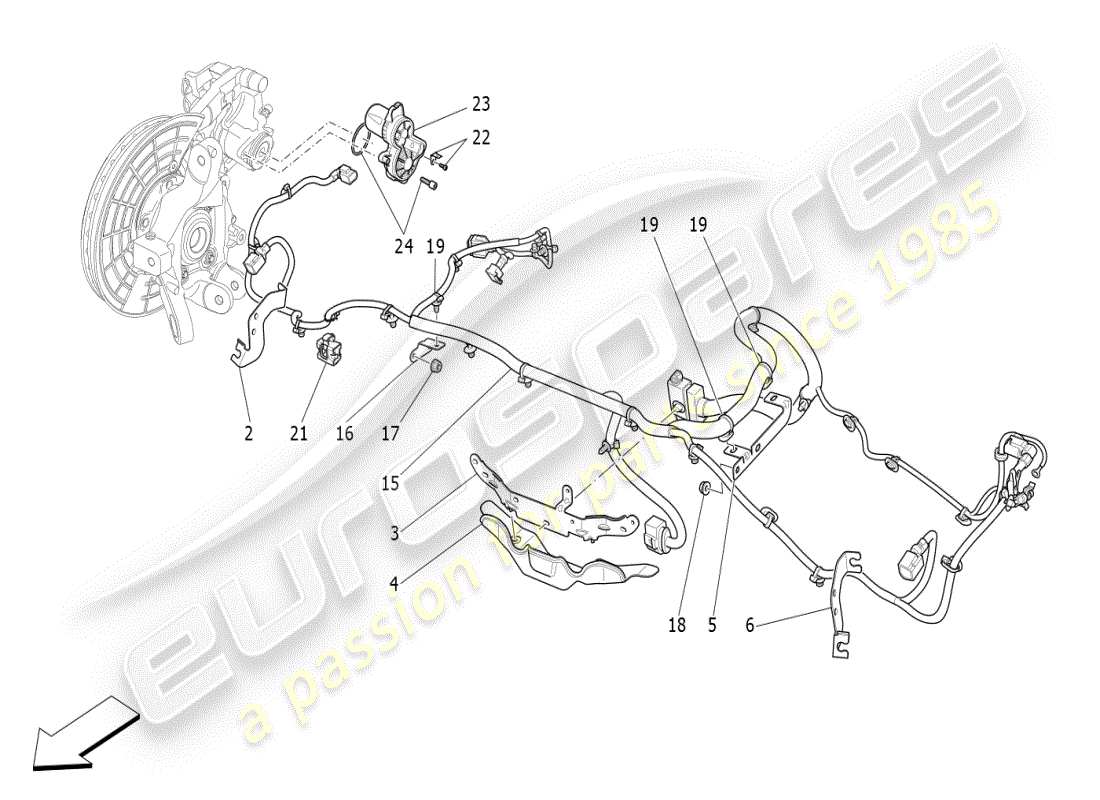 a part diagram from the maserati ghibli (2017 onwards) parts catalogue