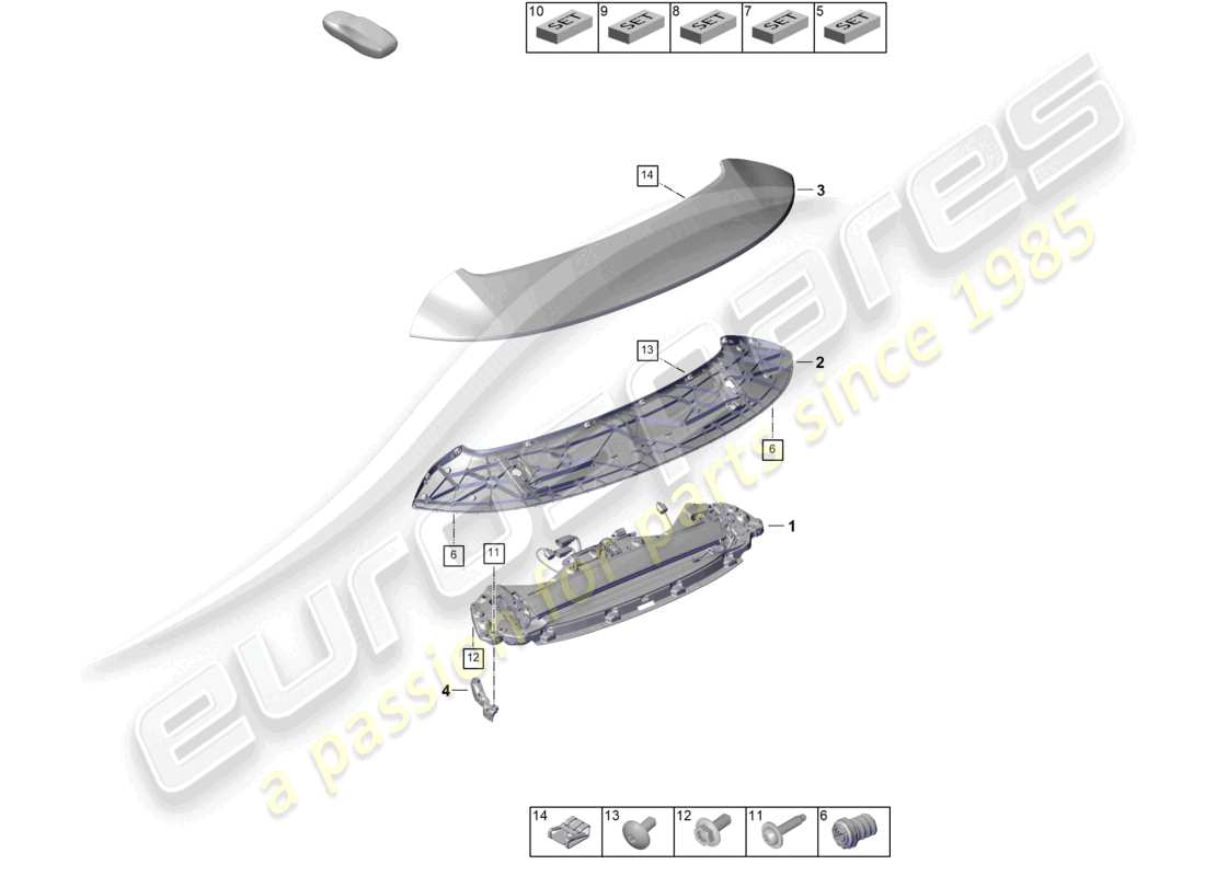 porsche 2024 (992-2) rear spoiler coupe part diagram