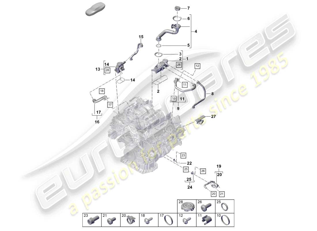 porsche 2025 (cayenne e3 pa) ventilation for cylinder block oil separator part diagram